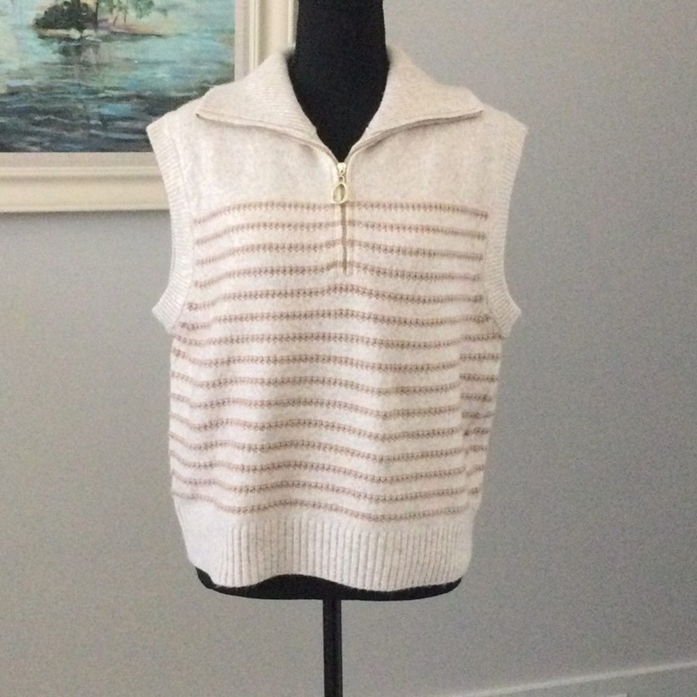 Rachel Zoe Cream and Brown Striped Sweater Vest